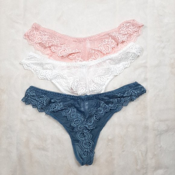 Set of 3 Lace Thong Underwear Size M - Picture 3 of 17
